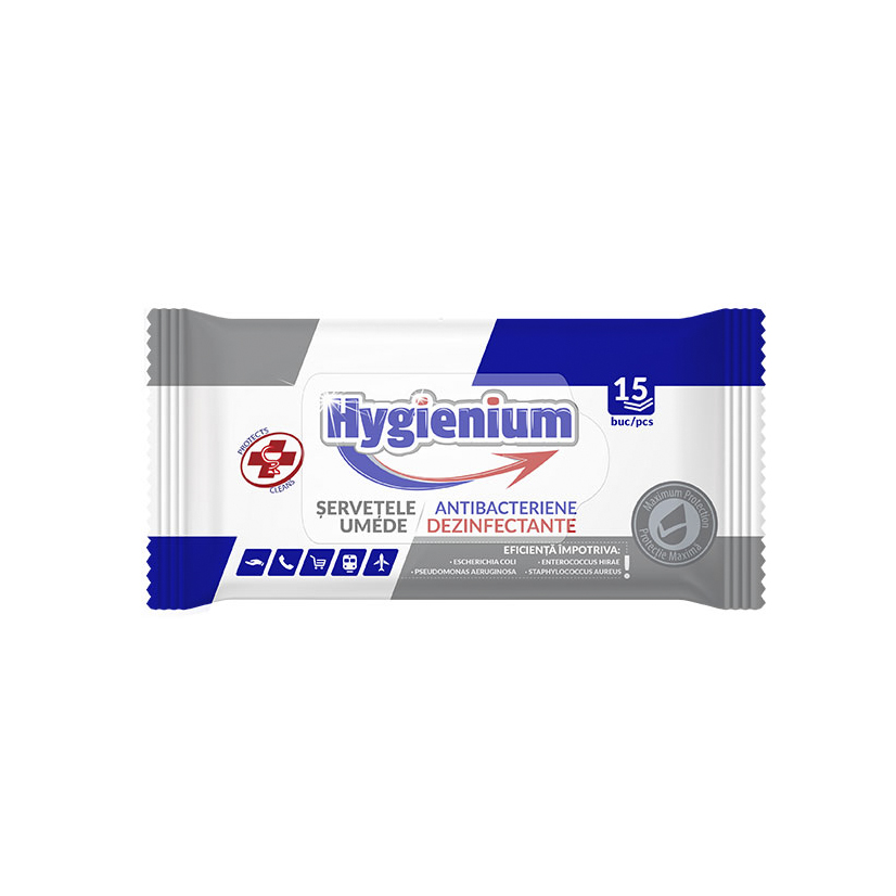 Servetele umede antibacteriene dezinfectante Hygienium 15buc/pachet Hygienium